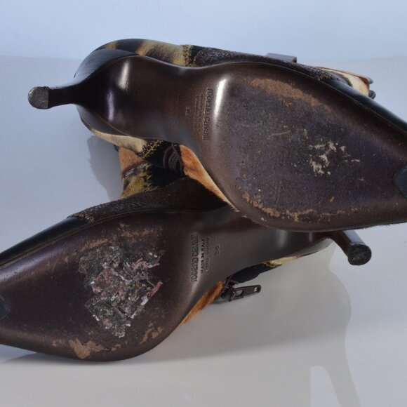 Roberto Cavalli Signature Pony Hair Calfskin Jaguar Print Boots 36 with Box - Picture 16 of 16